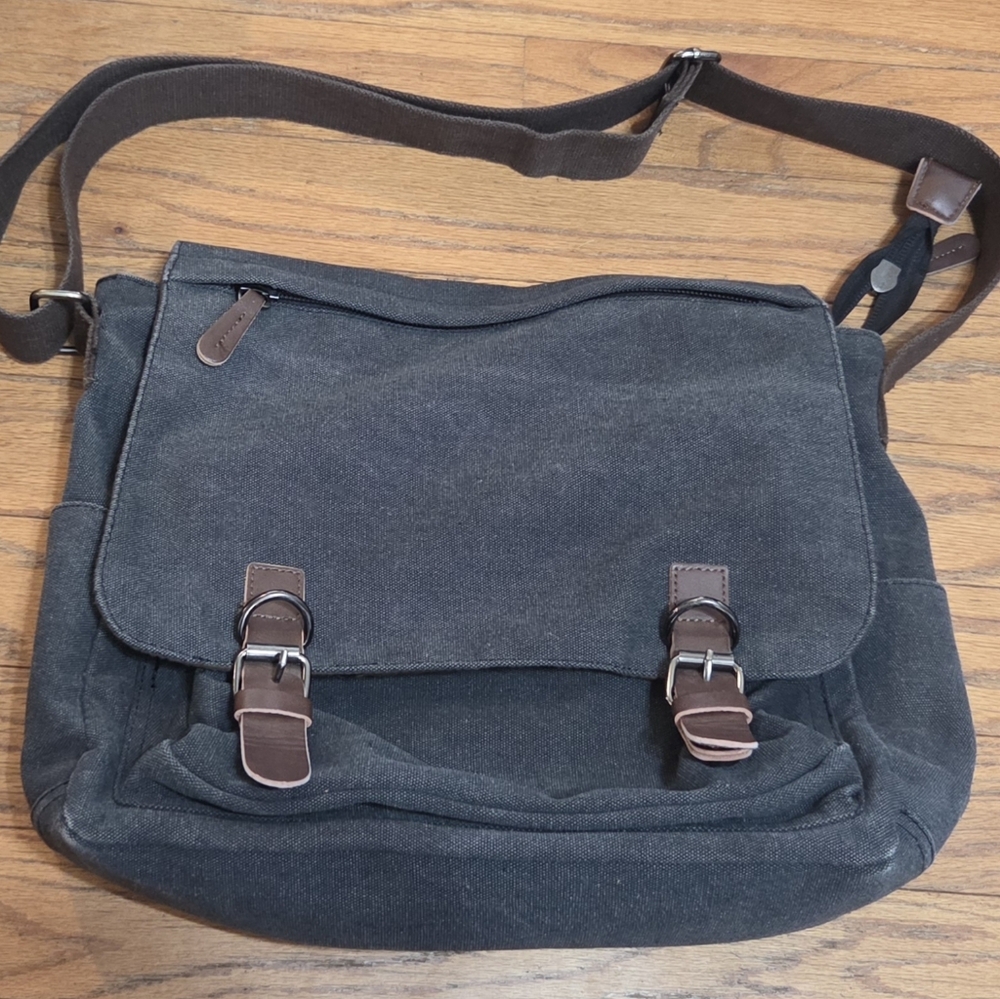 KENOX Canvas Leather Messenger Bag Shoulder/Cross body bag  (15” Laptop Bag) - Picture 2 of 8